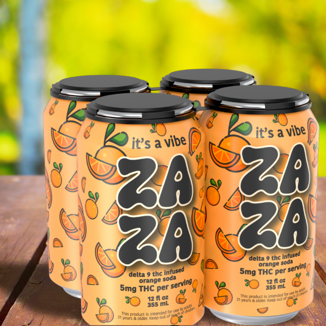 4 pack - ZAZA ORANGE SODA - 5mg 12OZ