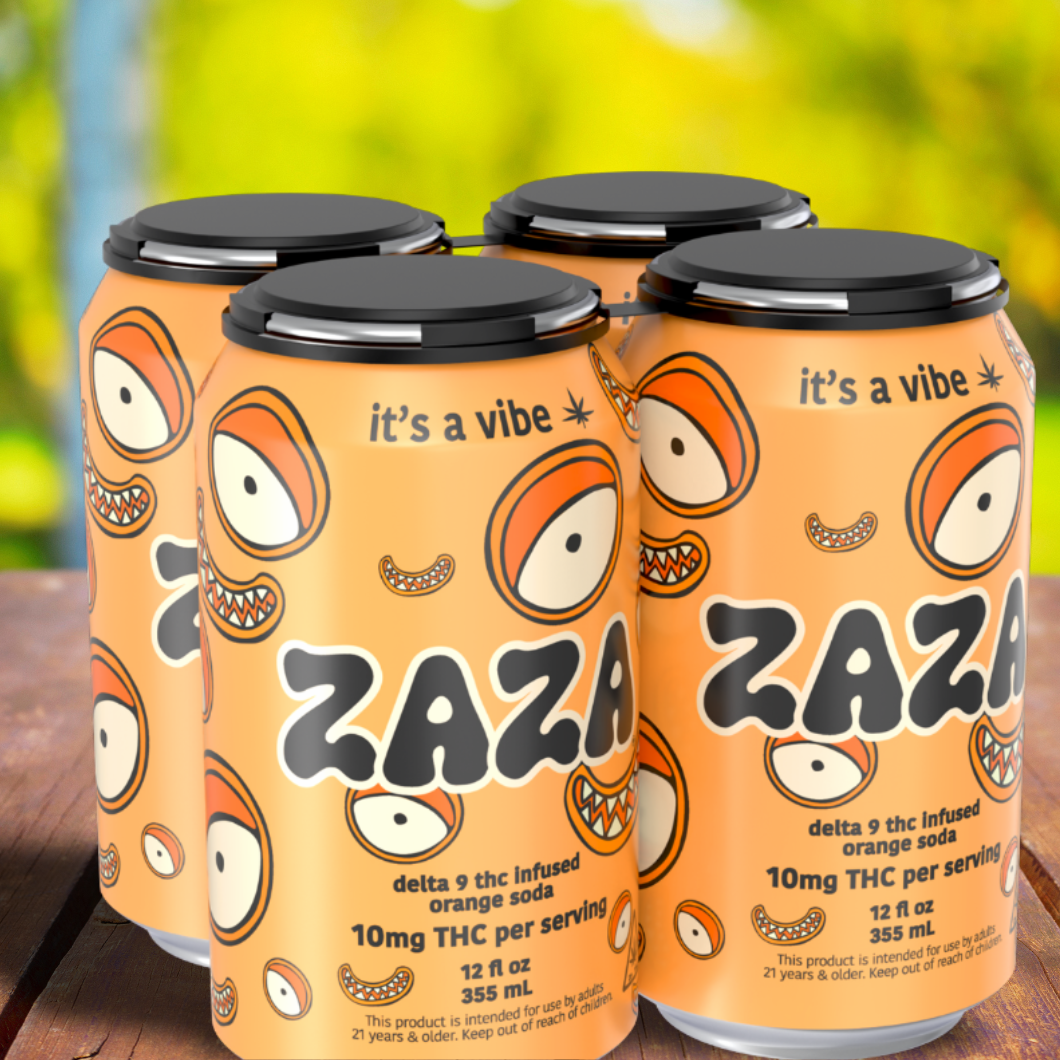 4 pack - ZAZA ORANGE SODA - 10mg 12OZ